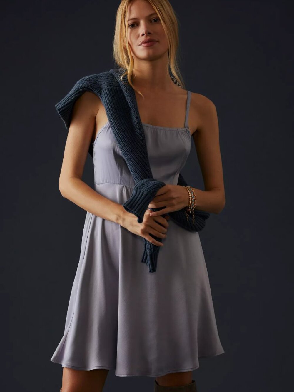 Anthropologie sweater and dress- olive green and lavender - Picture 4 of 8